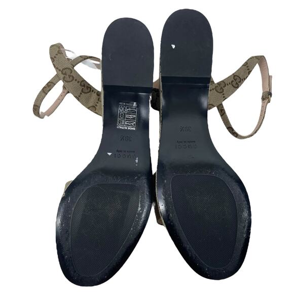Gucci Beige Monogram Platform Sandals - Picture 10 of 15